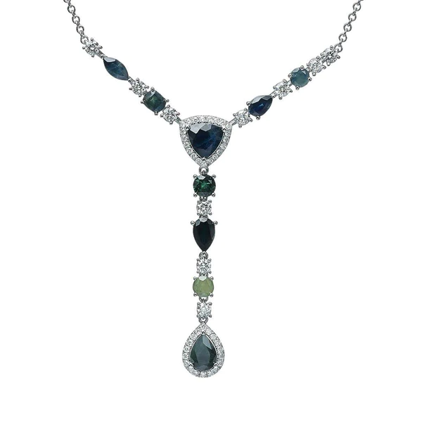 Blue & Green Sapphire Necklace