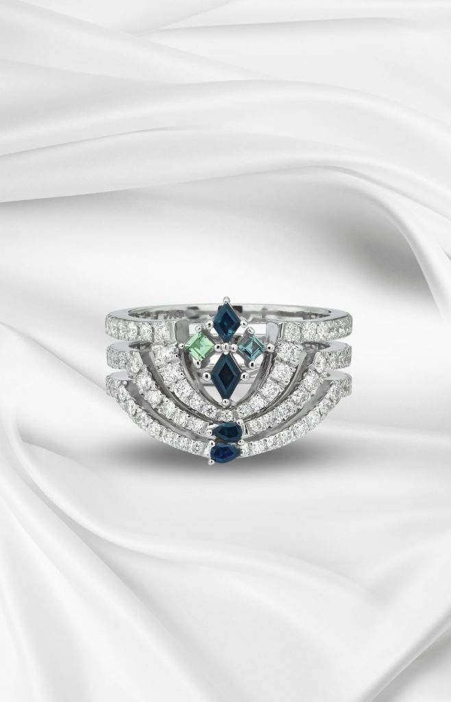 blue & green sapphire ring