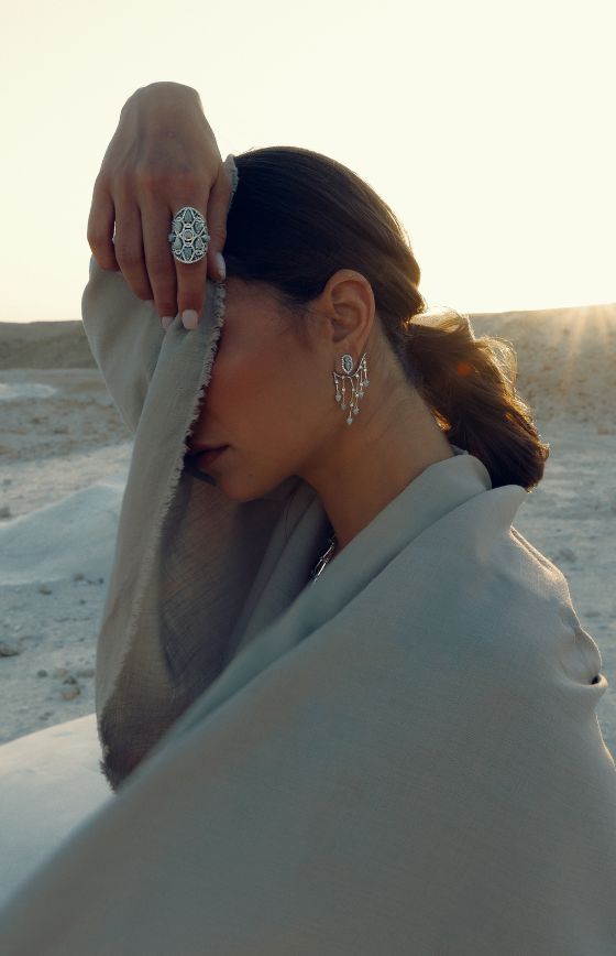 carmel sapphire ring and earrings