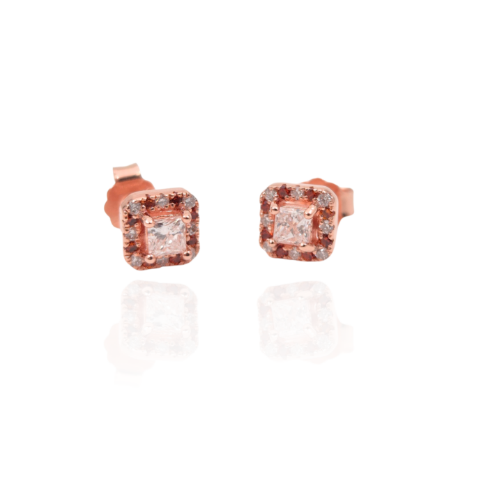 Garnet Diamonds Rose Studs