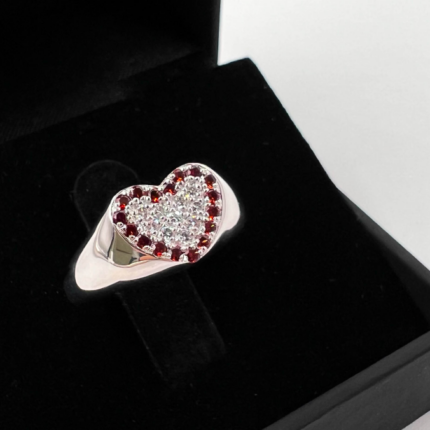 Garnet Diamonds Heart Chevaliere